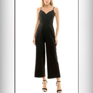 Nicole Miller Very Black Spaghetti Strap Crepe Jumpsuit size 14 New with Tags